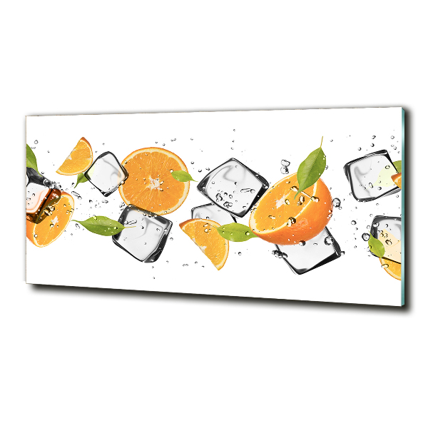 Glasbild Orangen mit Eis