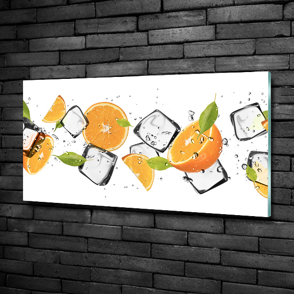 Glasbild Orangen mit Eis