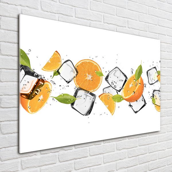 Glasbild Orangen mit Eis