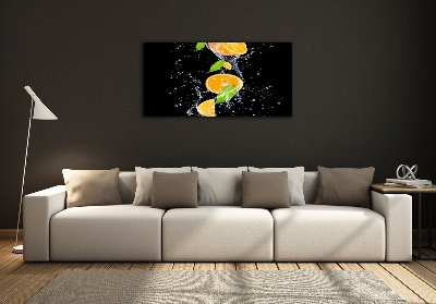 Foto glasbild Orangen und Wasser