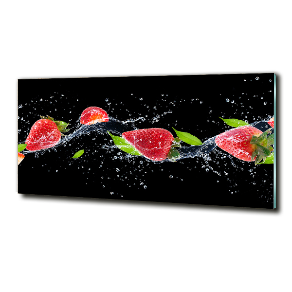 Bild auf glas Erdbeeren und Wasser
