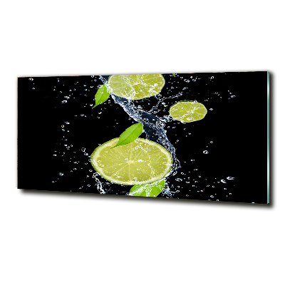 Glasbild Limetten und Wasser