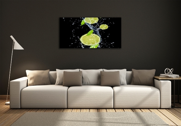 Glasbild Limetten und Wasser