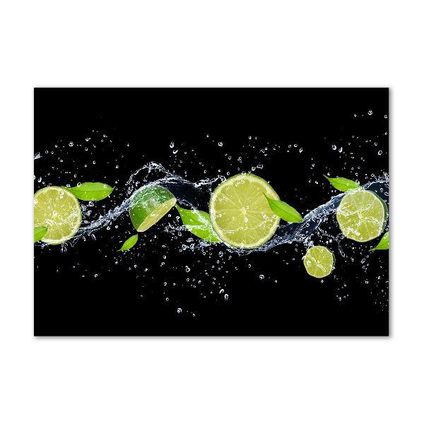Glasbild Limetten und Wasser