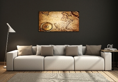 Bild auf glas Kompass auf der Karte