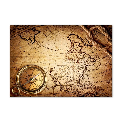 Bild auf glas Kompass auf der Karte