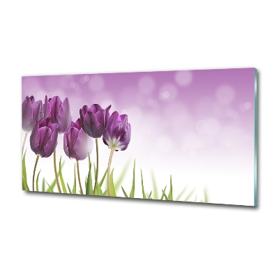 Glasbild Lila Tulpen