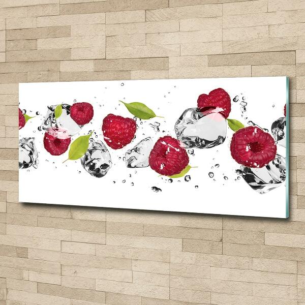 Glasbild Himbeere und Wasser