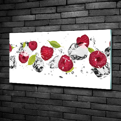 Glasbild Himbeere und Wasser