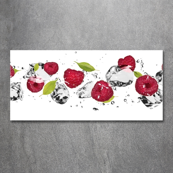 Glasbild Himbeere und Wasser