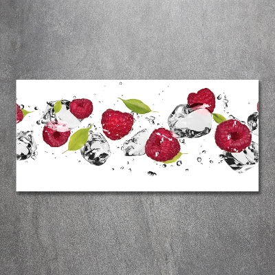 Glasbild Himbeere und Wasser