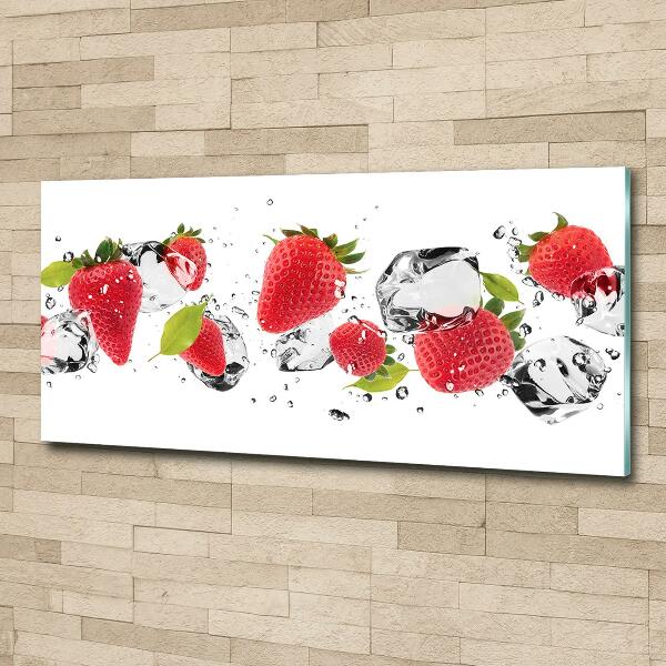 Glasbild Erdbeeren und Wasser