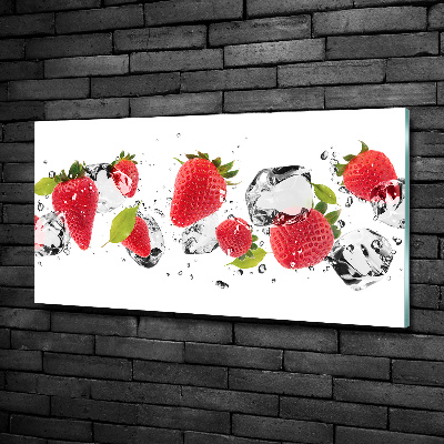Glasbild Erdbeeren und Wasser