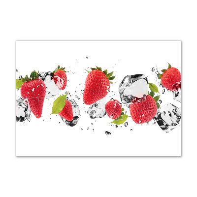 Glasbild Erdbeeren und Wasser