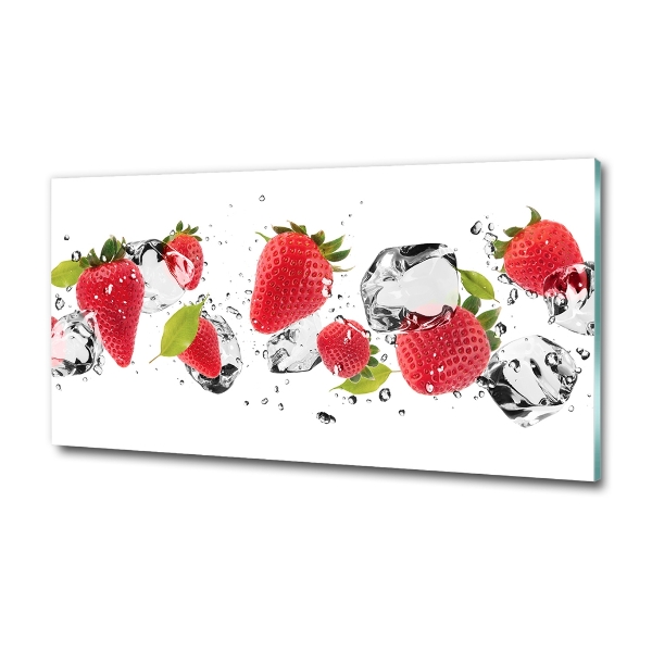 Glasbild Erdbeeren und Wasser