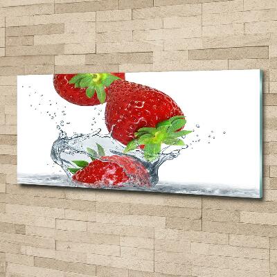 Foto glasbild Erdbeeren und Wasser