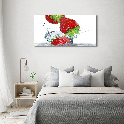 Foto glasbild Erdbeeren und Wasser