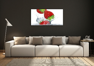 Foto glasbild Erdbeeren und Wasser