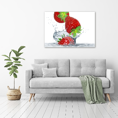Foto glasbild Erdbeeren und Wasser
