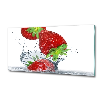 Foto glasbild Erdbeeren und Wasser