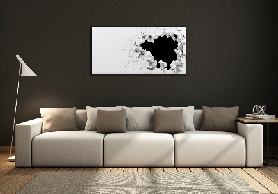 Glasbild Loch in der Wand