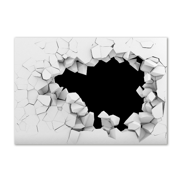 Glasbild Loch in der Wand