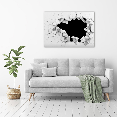 Glasbild Loch in der Wand