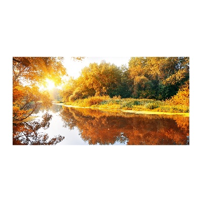 Foto glasbild Fluss im Herbst