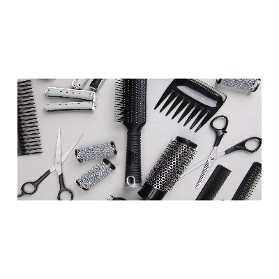 Glasbild Friseurwerkzeuge
