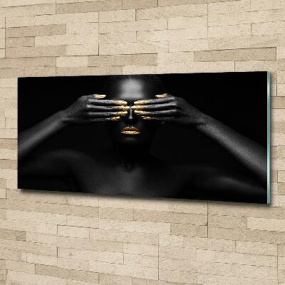 Foto glasbild Frau in Schwarz