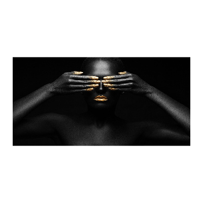 Foto glasbild Frau in Schwarz