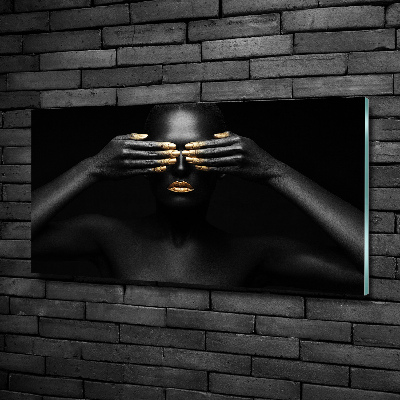 Foto glasbild Frau in Schwarz