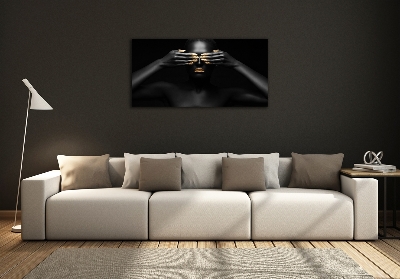 Foto glasbild Frau in Schwarz