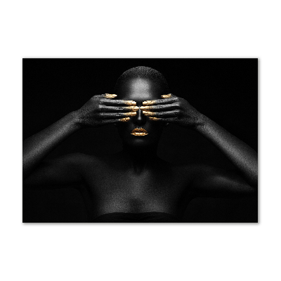 Foto glasbild Frau in Schwarz