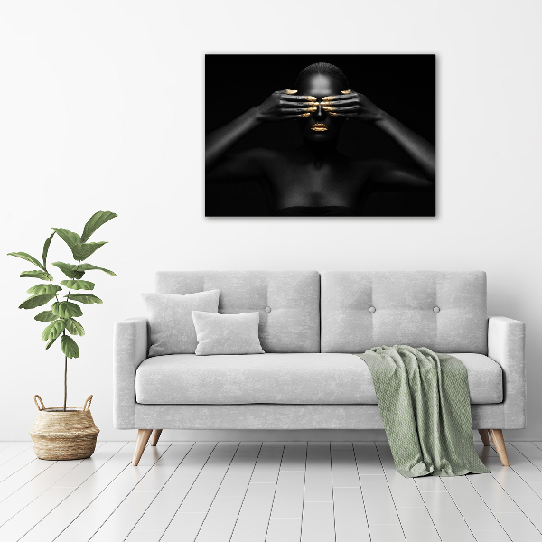 Foto glasbild Frau in Schwarz