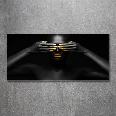 Foto glasbild Frau in Schwarz