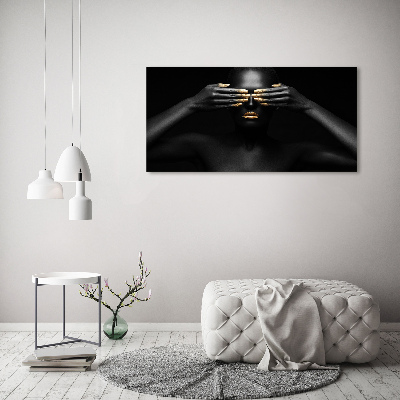 Foto glasbild Frau in Schwarz