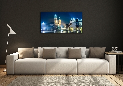 Glasbild Krakau bei Nacht