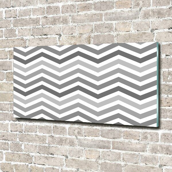 Glasbild Graue Zickzacklinien