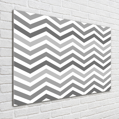 Glasbild Graue Zickzacklinien
