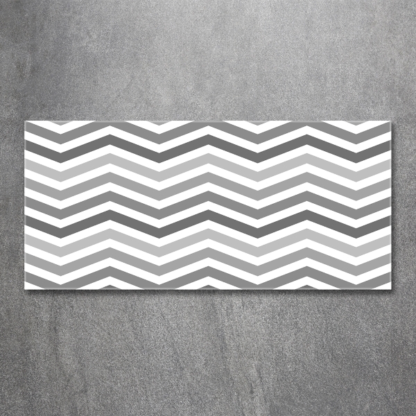 Glasbild Graue Zickzacklinien