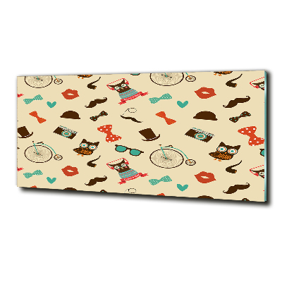 Foto glasbild Hipster-Eulen