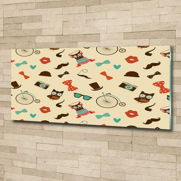 Foto glasbild Hipster-Eulen