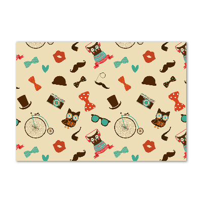 Foto glasbild Hipster-Eulen