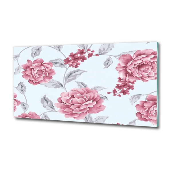 Glasbild Pfingstrosen