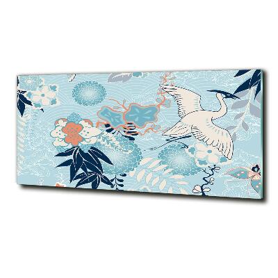 Bild auf glas Kranich und Blumen