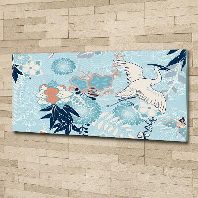 Bild auf glas Kranich und Blumen