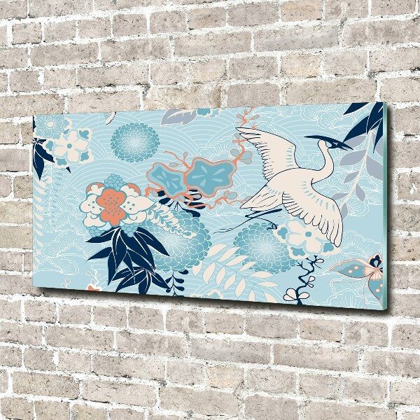 Bild auf glas Kranich und Blumen