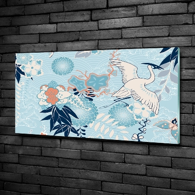 Bild auf glas Kranich und Blumen