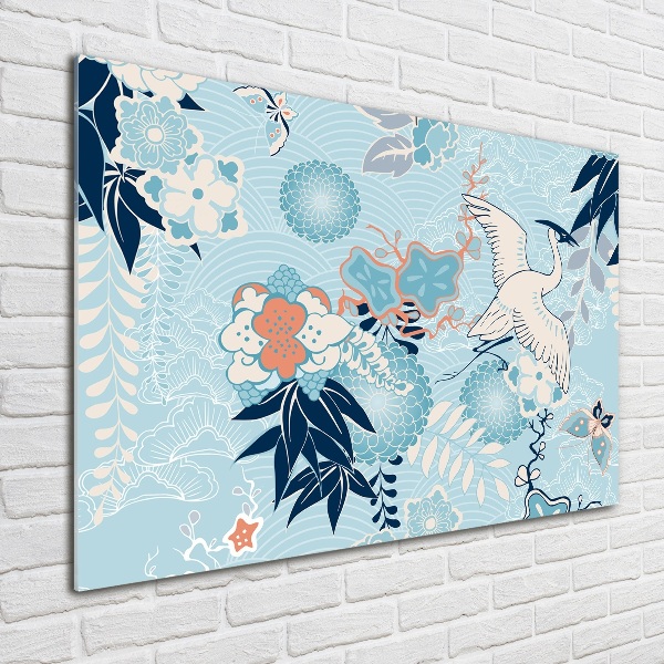 Bild auf glas Kranich und Blumen